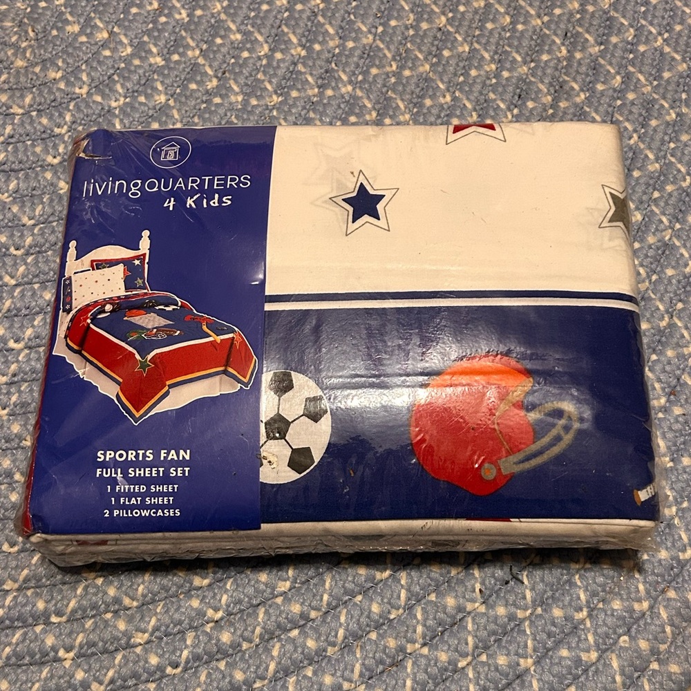 Sports Fan Full Sheet Set - White and Blue